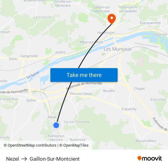 Nezel to Gaillon-Sur-Montcient map