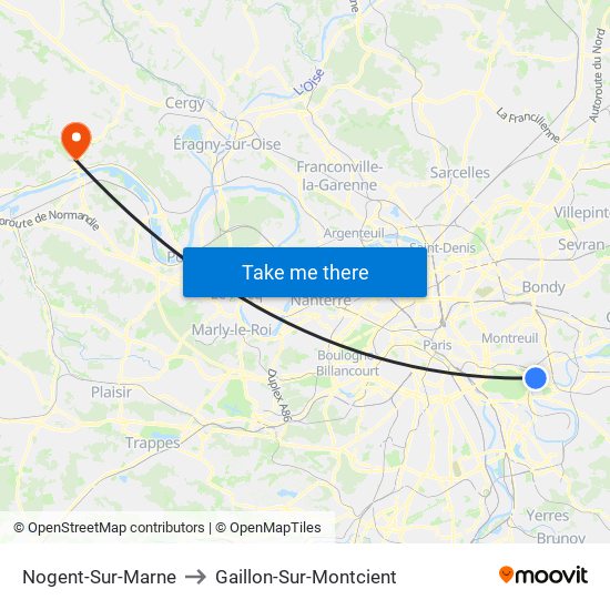 Nogent-Sur-Marne to Gaillon-Sur-Montcient map