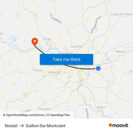 Noisiel to Gaillon-Sur-Montcient map