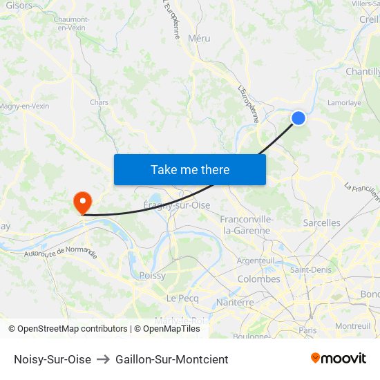 Noisy-Sur-Oise to Gaillon-Sur-Montcient map