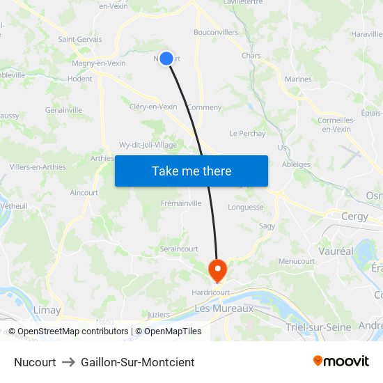 Nucourt to Gaillon-Sur-Montcient map