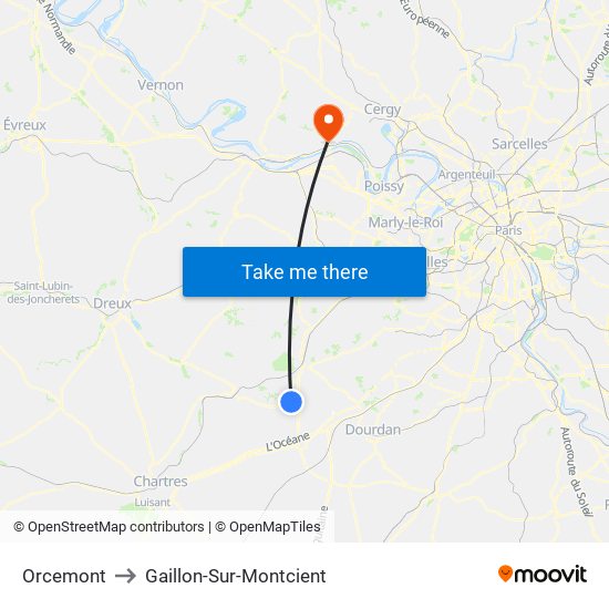 Orcemont to Gaillon-Sur-Montcient map