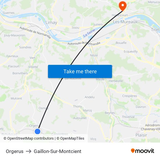 Orgerus to Gaillon-Sur-Montcient map