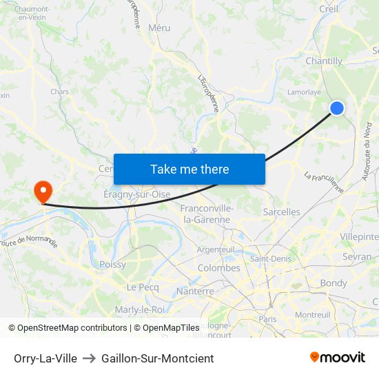Orry-La-Ville to Gaillon-Sur-Montcient map