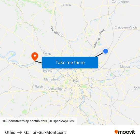 Othis to Gaillon-Sur-Montcient map