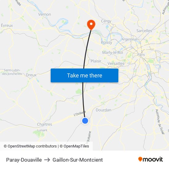 Paray-Douaville to Gaillon-Sur-Montcient map