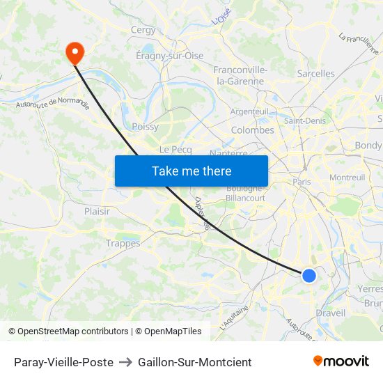 Paray-Vieille-Poste to Gaillon-Sur-Montcient map