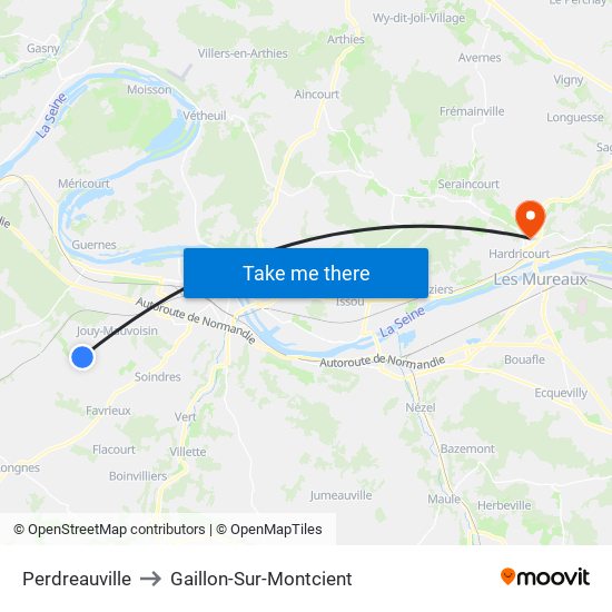 Perdreauville to Gaillon-Sur-Montcient map