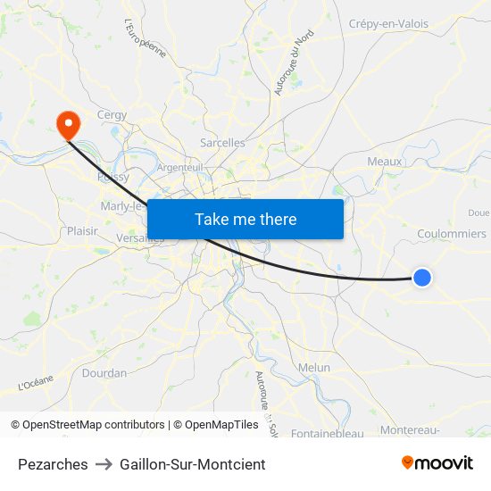 Pezarches to Gaillon-Sur-Montcient map