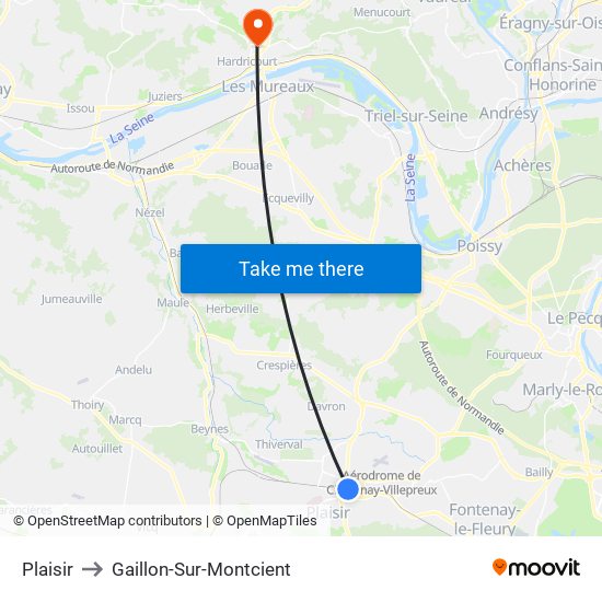 Plaisir to Gaillon-Sur-Montcient map