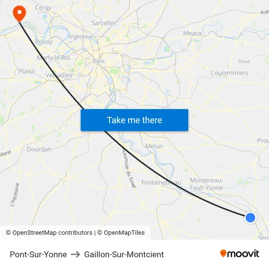 Pont-Sur-Yonne to Gaillon-Sur-Montcient map