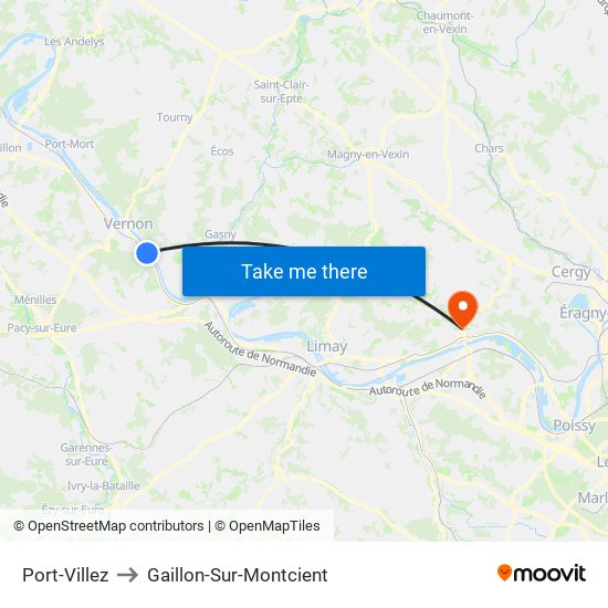 Port-Villez to Gaillon-Sur-Montcient map