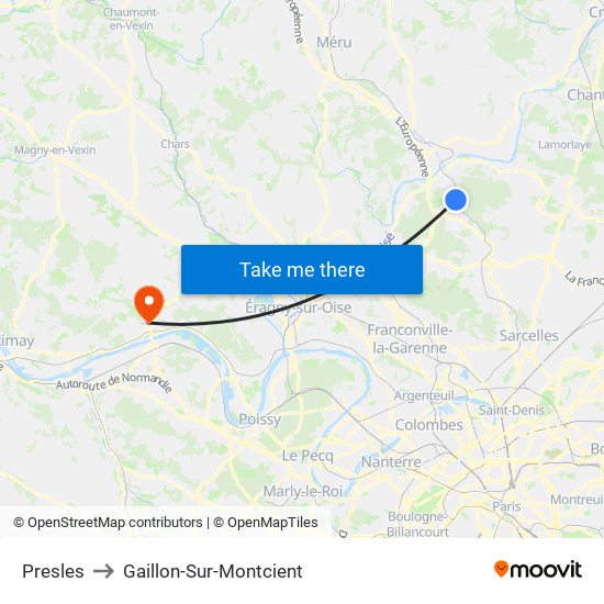 Presles to Gaillon-Sur-Montcient map