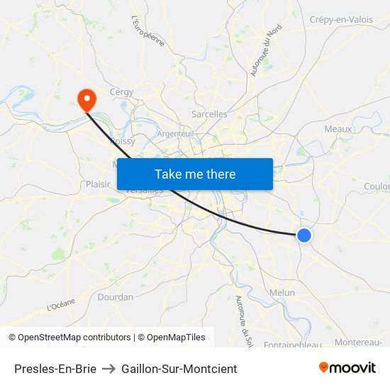 Presles-En-Brie to Gaillon-Sur-Montcient map