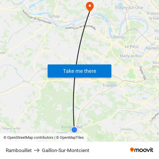 Rambouillet to Gaillon-Sur-Montcient map