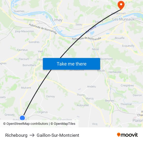 Richebourg to Gaillon-Sur-Montcient map