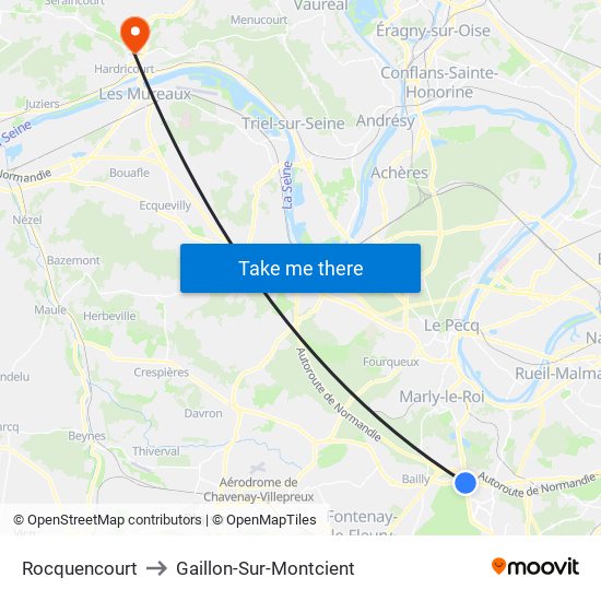 Rocquencourt to Gaillon-Sur-Montcient map