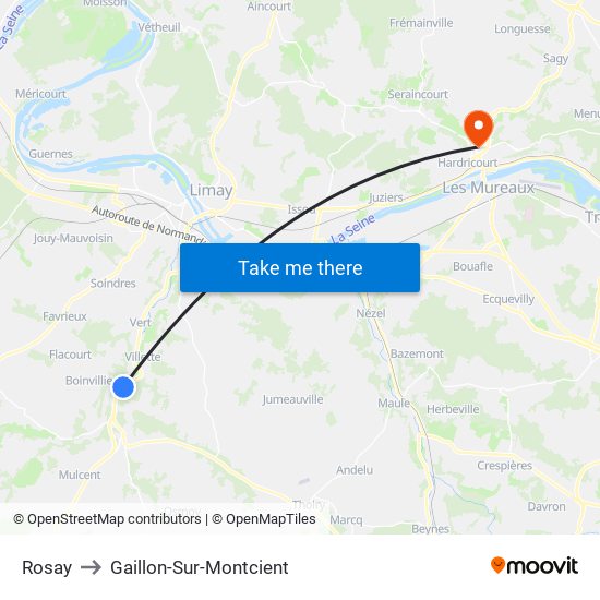 Rosay to Gaillon-Sur-Montcient map
