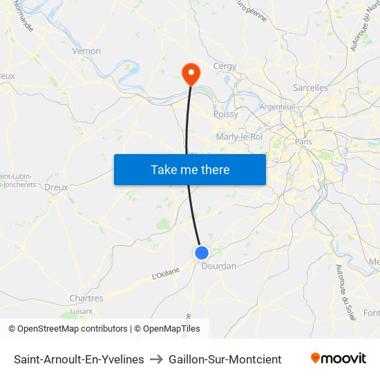 Saint-Arnoult-En-Yvelines to Gaillon-Sur-Montcient map