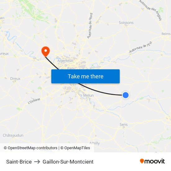 Saint-Brice to Gaillon-Sur-Montcient map