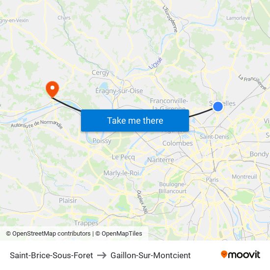 Saint-Brice-Sous-Foret to Gaillon-Sur-Montcient map