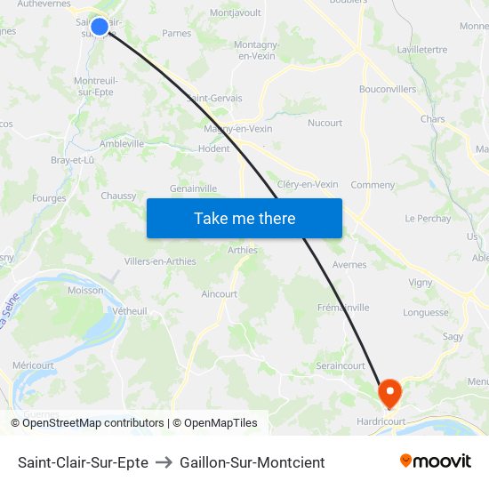 Saint-Clair-Sur-Epte to Gaillon-Sur-Montcient map