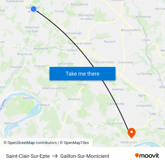Saint-Clair-Sur-Epte to Gaillon-Sur-Montcient map