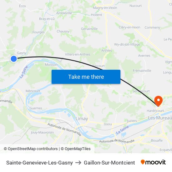 Sainte-Genevieve-Les-Gasny to Gaillon-Sur-Montcient map