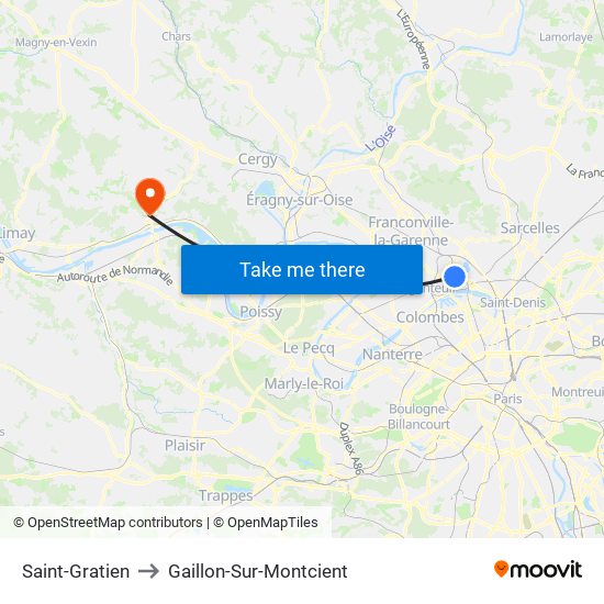 Saint-Gratien to Gaillon-Sur-Montcient map