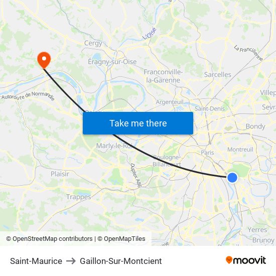 Saint-Maurice to Gaillon-Sur-Montcient map