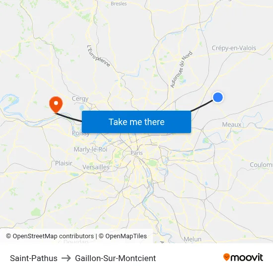 Saint-Pathus to Gaillon-Sur-Montcient map