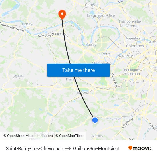 Saint-Remy-Les-Chevreuse to Gaillon-Sur-Montcient map