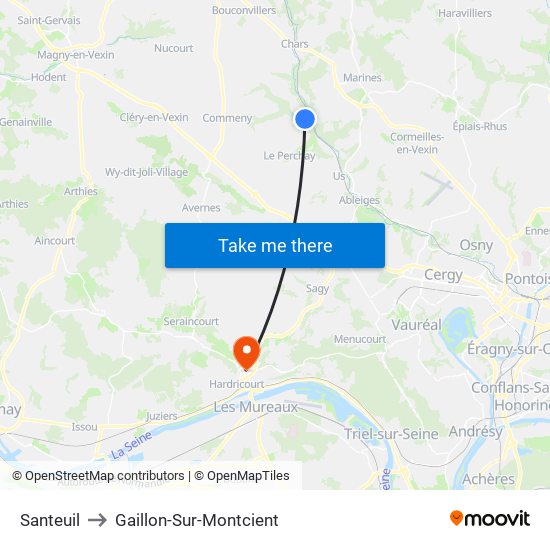 Santeuil to Gaillon-Sur-Montcient map