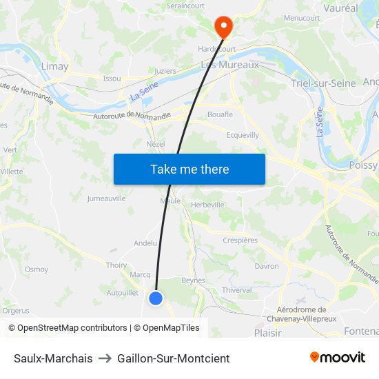 Saulx-Marchais to Gaillon-Sur-Montcient map