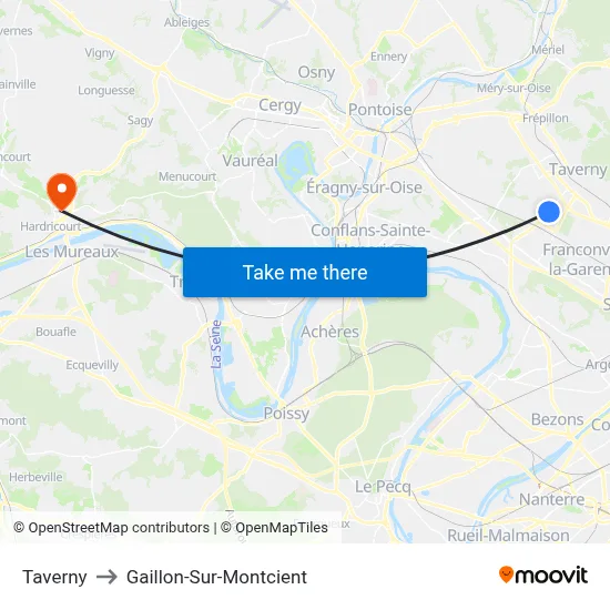 Taverny to Gaillon-Sur-Montcient map