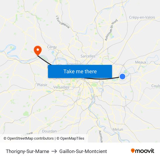 Thorigny-Sur-Marne to Gaillon-Sur-Montcient map