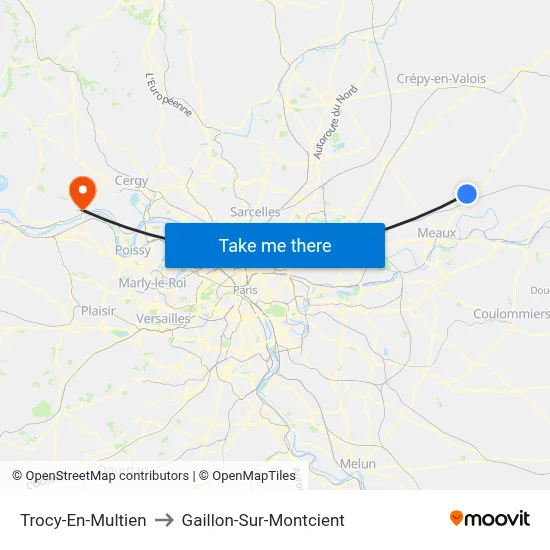 Trocy-En-Multien to Gaillon-Sur-Montcient map