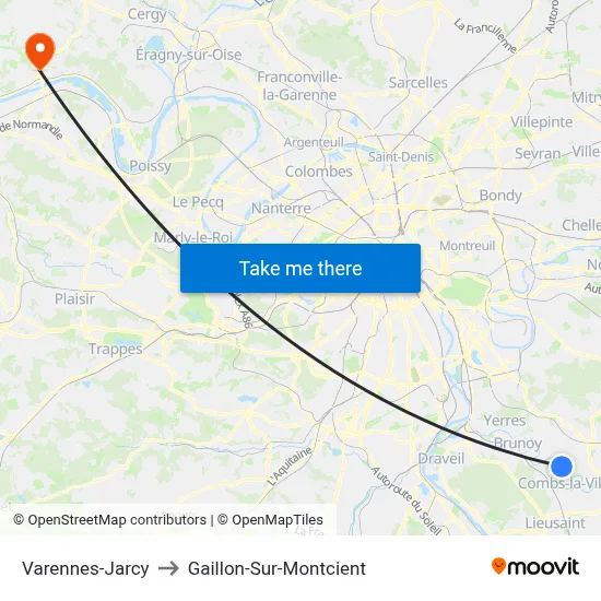 Varennes-Jarcy to Gaillon-Sur-Montcient map