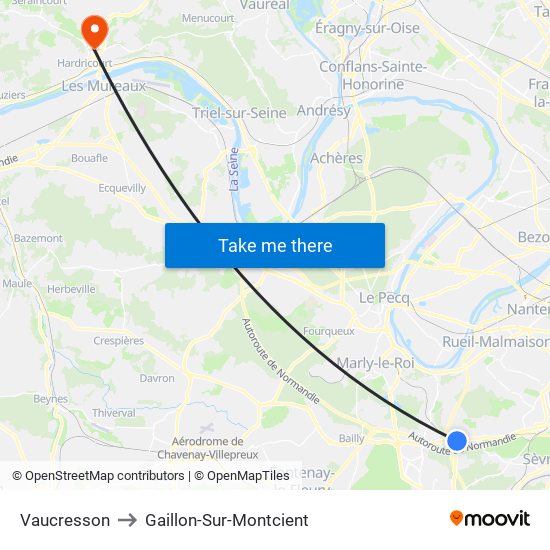 Vaucresson to Gaillon-Sur-Montcient map