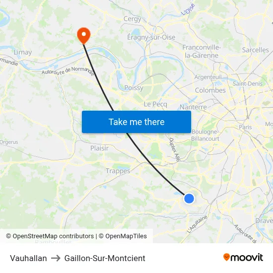 Vauhallan to Gaillon-Sur-Montcient map