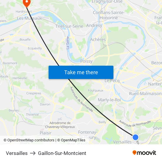 Versailles to Gaillon-Sur-Montcient map
