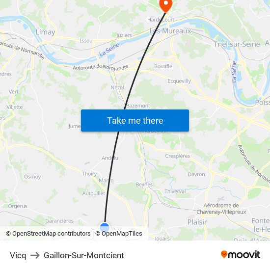 Vicq to Gaillon-Sur-Montcient map