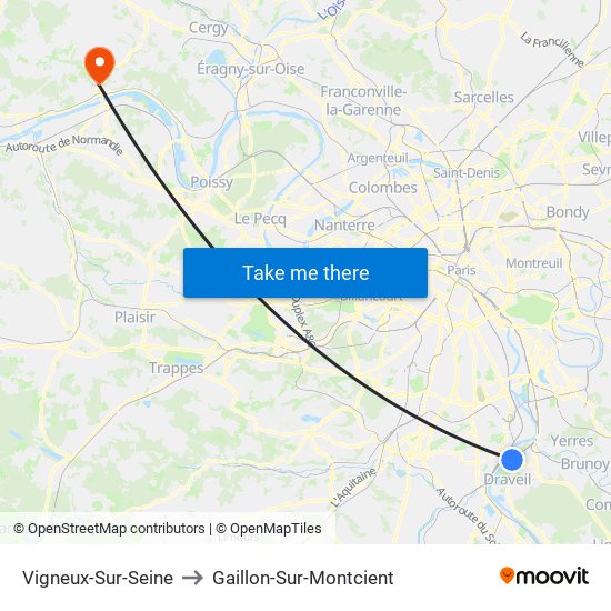 Vigneux-Sur-Seine to Gaillon-Sur-Montcient map