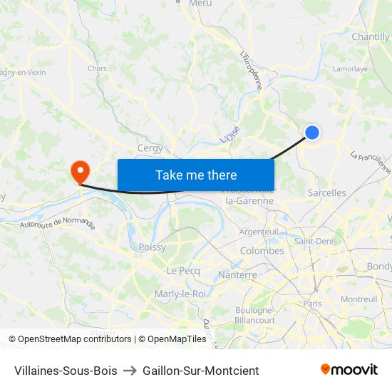 Villaines-Sous-Bois to Gaillon-Sur-Montcient map