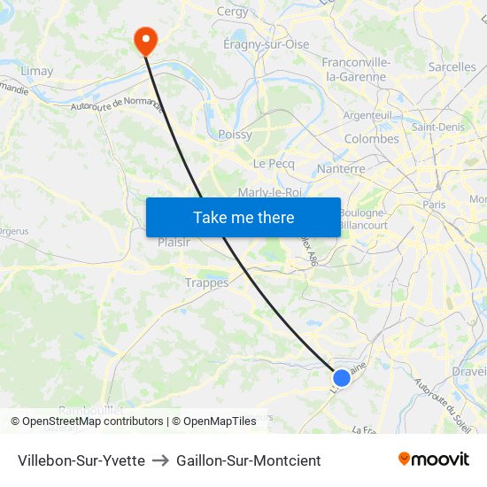 Villebon-Sur-Yvette to Gaillon-Sur-Montcient map