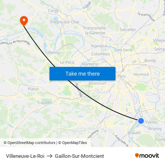 Villeneuve-Le-Roi to Gaillon-Sur-Montcient map