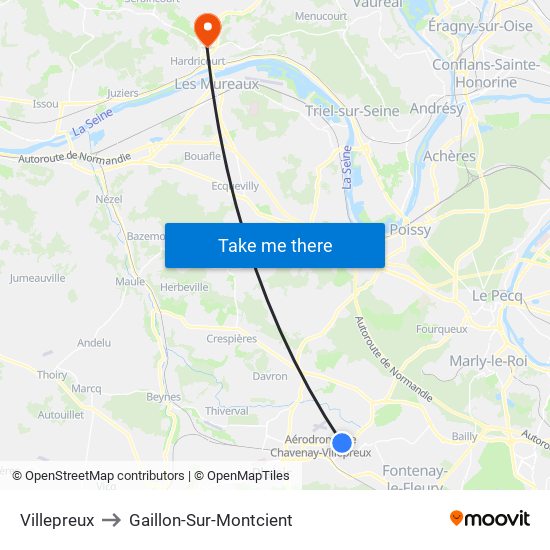 Villepreux to Gaillon-Sur-Montcient map