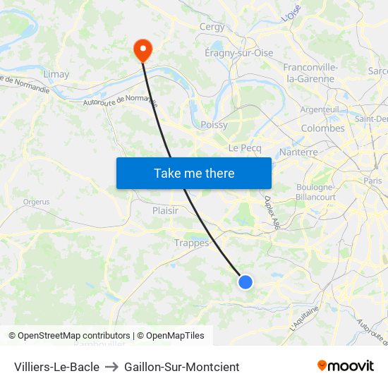 Villiers-Le-Bacle to Gaillon-Sur-Montcient map