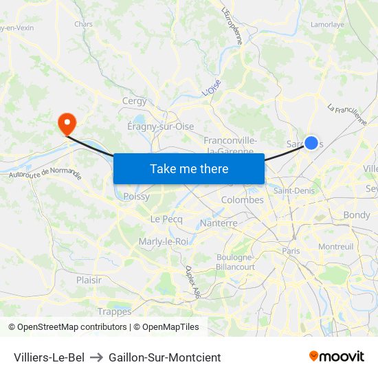 Villiers-Le-Bel to Gaillon-Sur-Montcient map