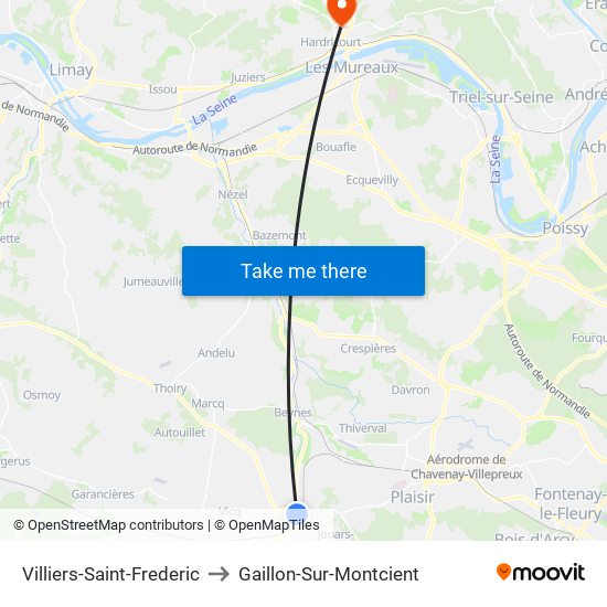 Villiers-Saint-Frederic to Gaillon-Sur-Montcient map
